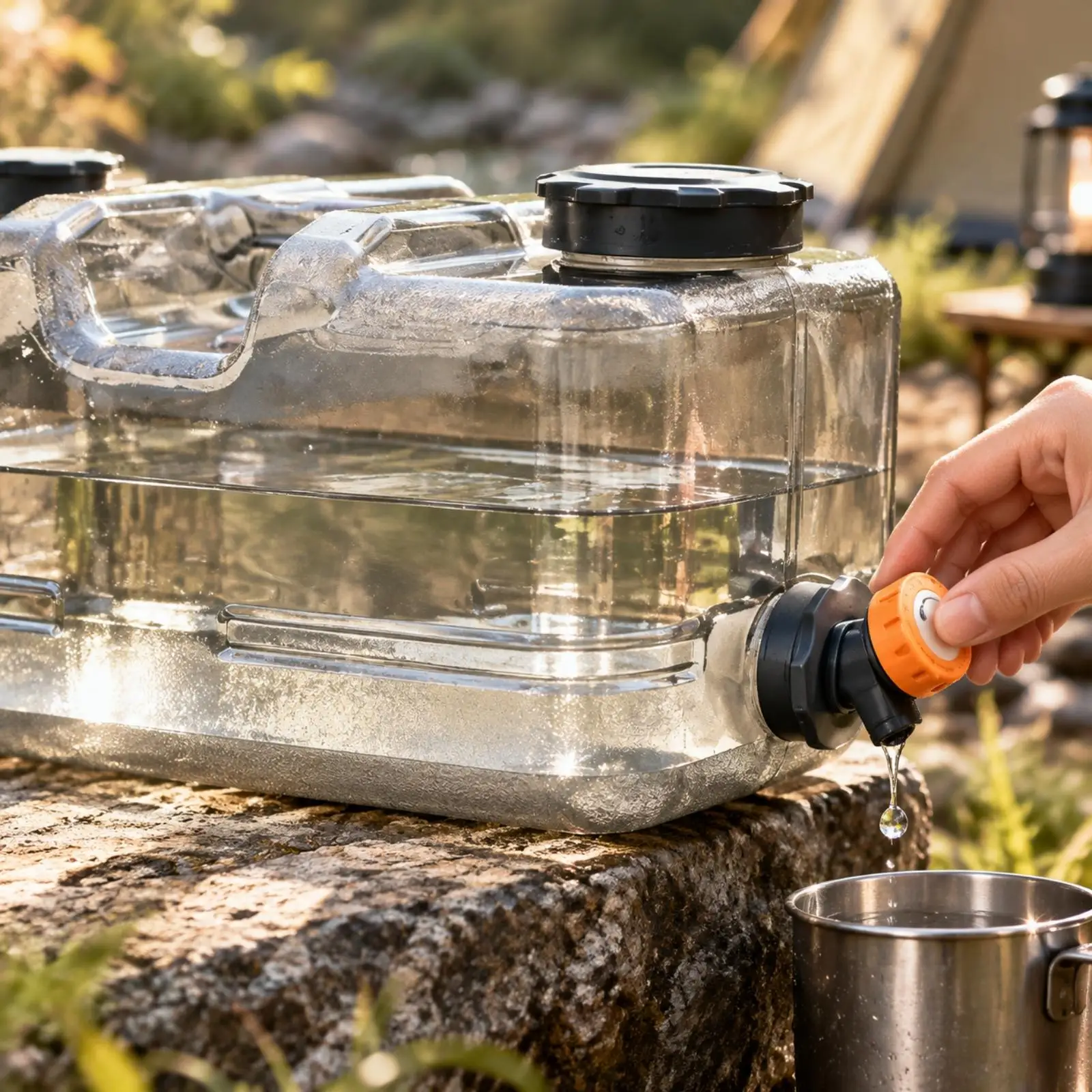 Outdoor Portable Water Dispenser Bucket with Lid and Handle for Camping Hiking Picnic