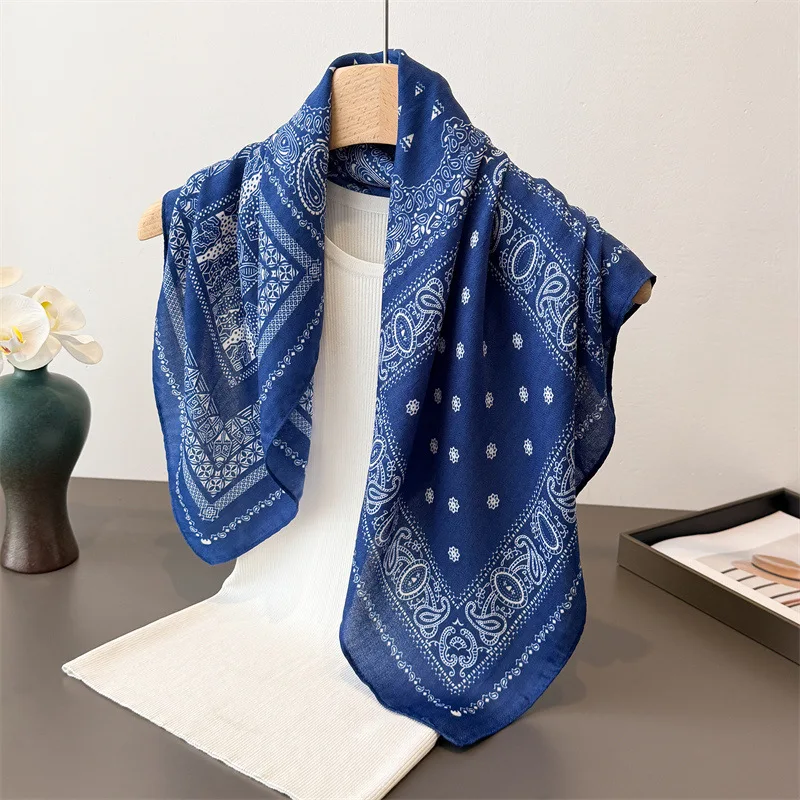 

Квадратный платок 65x65 см для женщин, роскошный, с узором пейсли, мягкий, на ощупь как хлопок, теплый, декоративный, для головы, шеи, бандана, галстук
