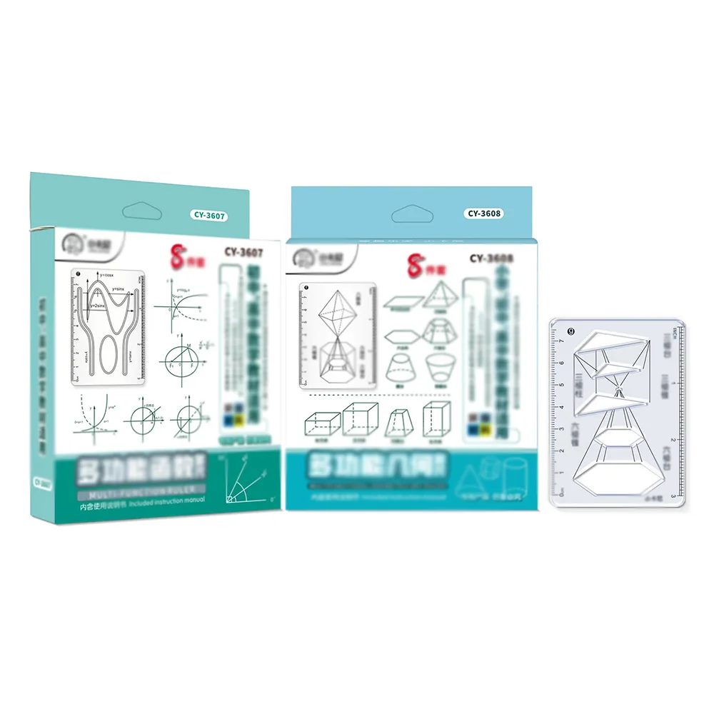 مجموعة مسطرة متعددة الوظائف مكونة من 8 قطع للهندسة الرياضية ورسومات الوظائف وهندسة الرسم والمسطرة #6