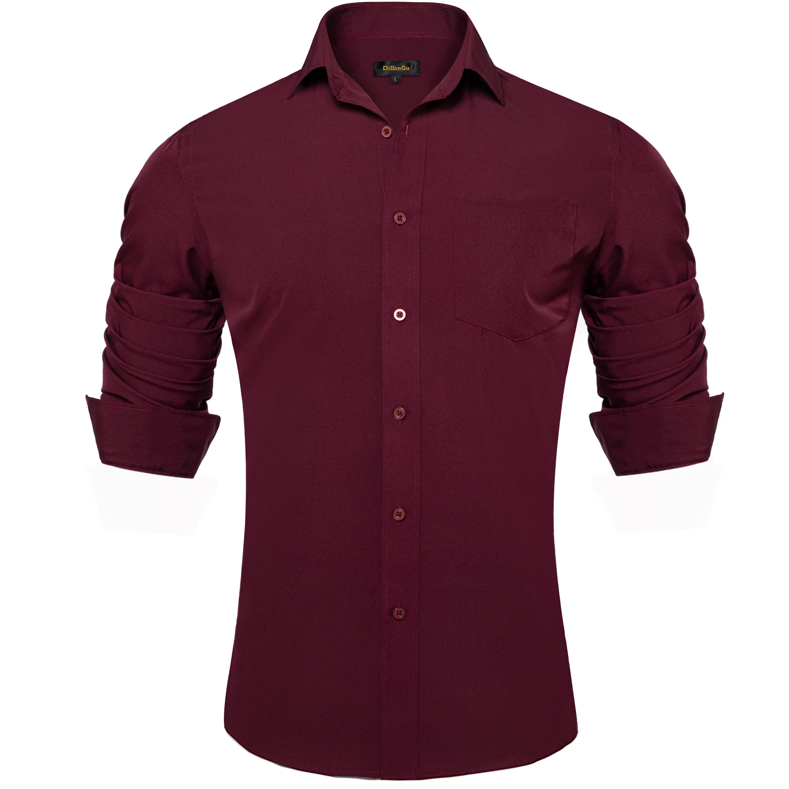 Shirts and Blouses Long Sleeve Business Casual Elegant Cotton Solid White Red Black Social Shirt for Suits Office Men's Clothing