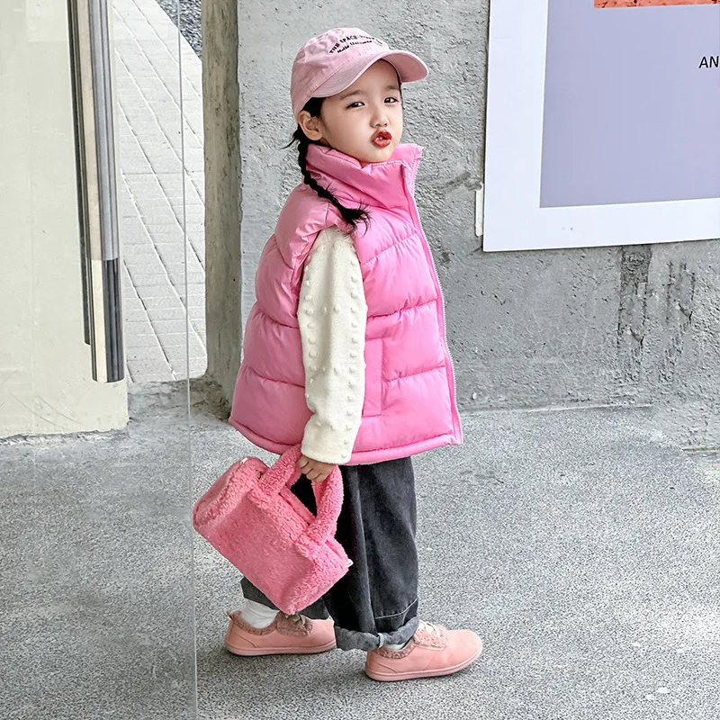 Children 3 -14 years old down cotton vest fall/winter baby boys and girls shoulder-thickened vest standing collar wear