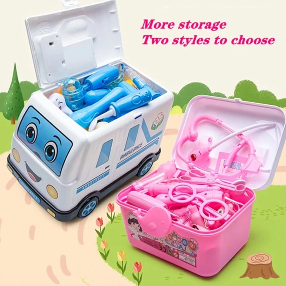 Doctor Toy Set Wooden Simulation Play House Nurse Dental Kit Stethoscope Injection Pretend Play Medical Box for Girls Kids Gift