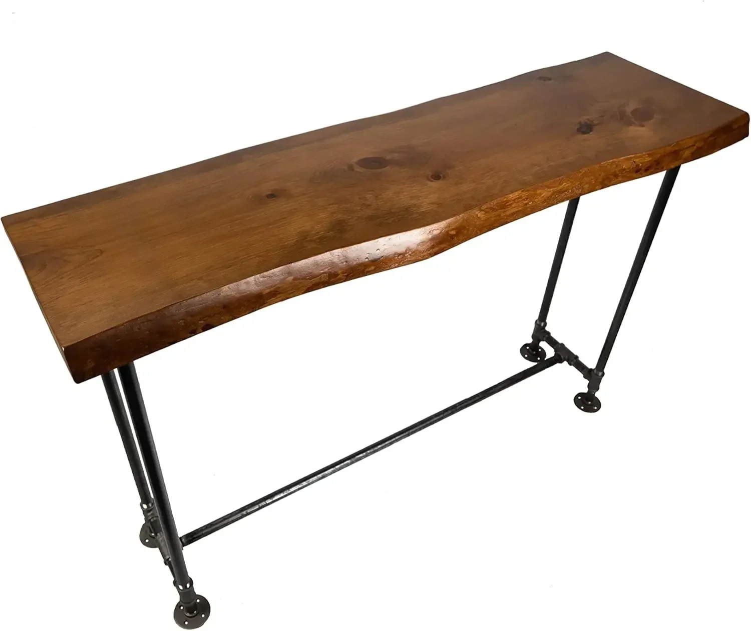 [¡Nueva llegada, precio con descuento! ]Mesa de sofá de tubo industrial - Mesa consola Live Edge para entrada o detrás del sofá - (Honey Pine)