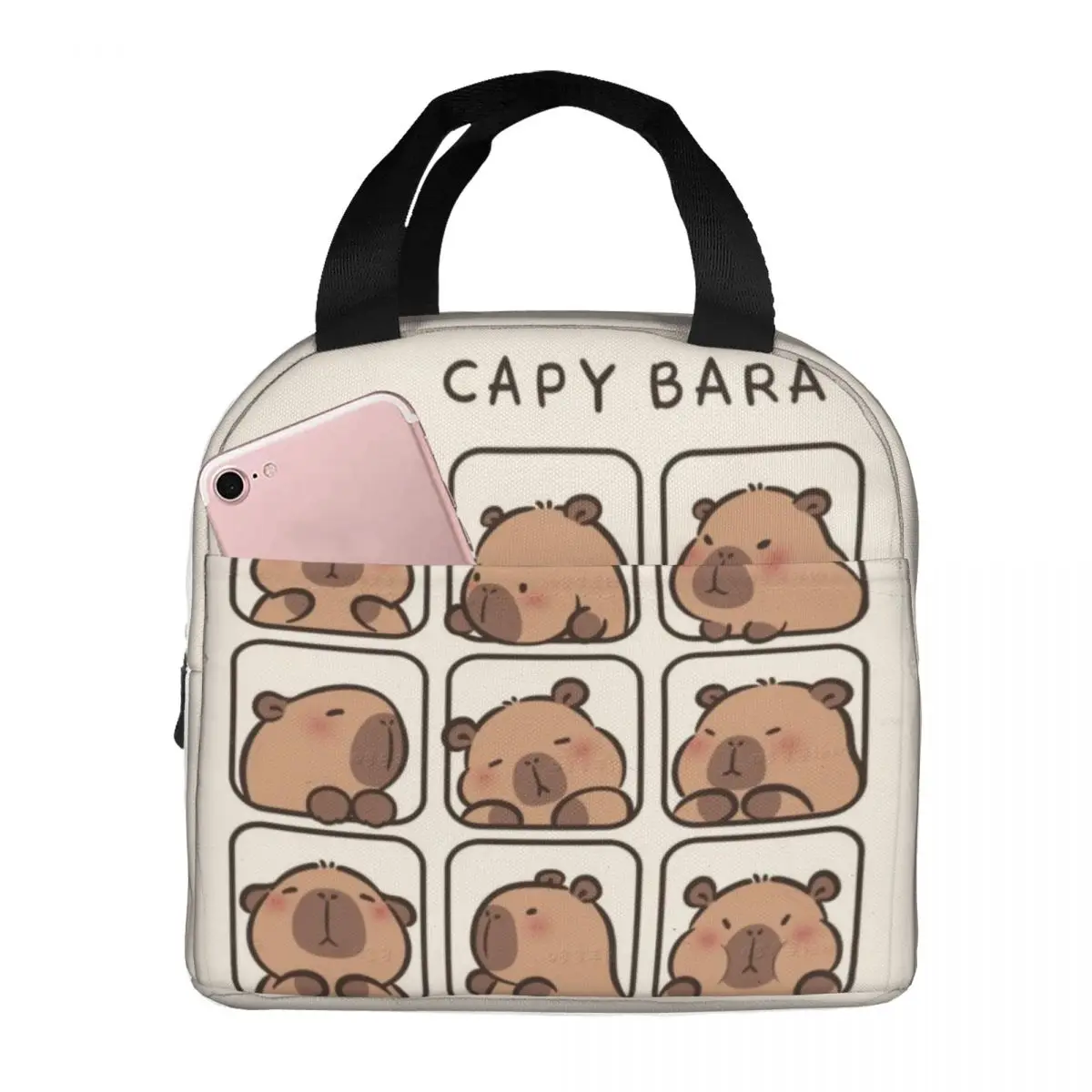 

Custom Cute Capybara Lunch Box Women Multifunction Cooler Thermal Food Insulated Lunch Bag Kids Portable