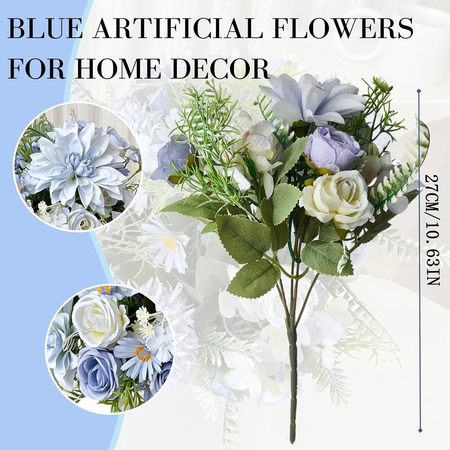 2/5PCS Künstliche Rose Blumen Hochzeit Home Room Decor Brautsträuße Garten Gefälschte Seide Dahlie Hortensien Vasen Outdoor kunst Wand – Detail 1
