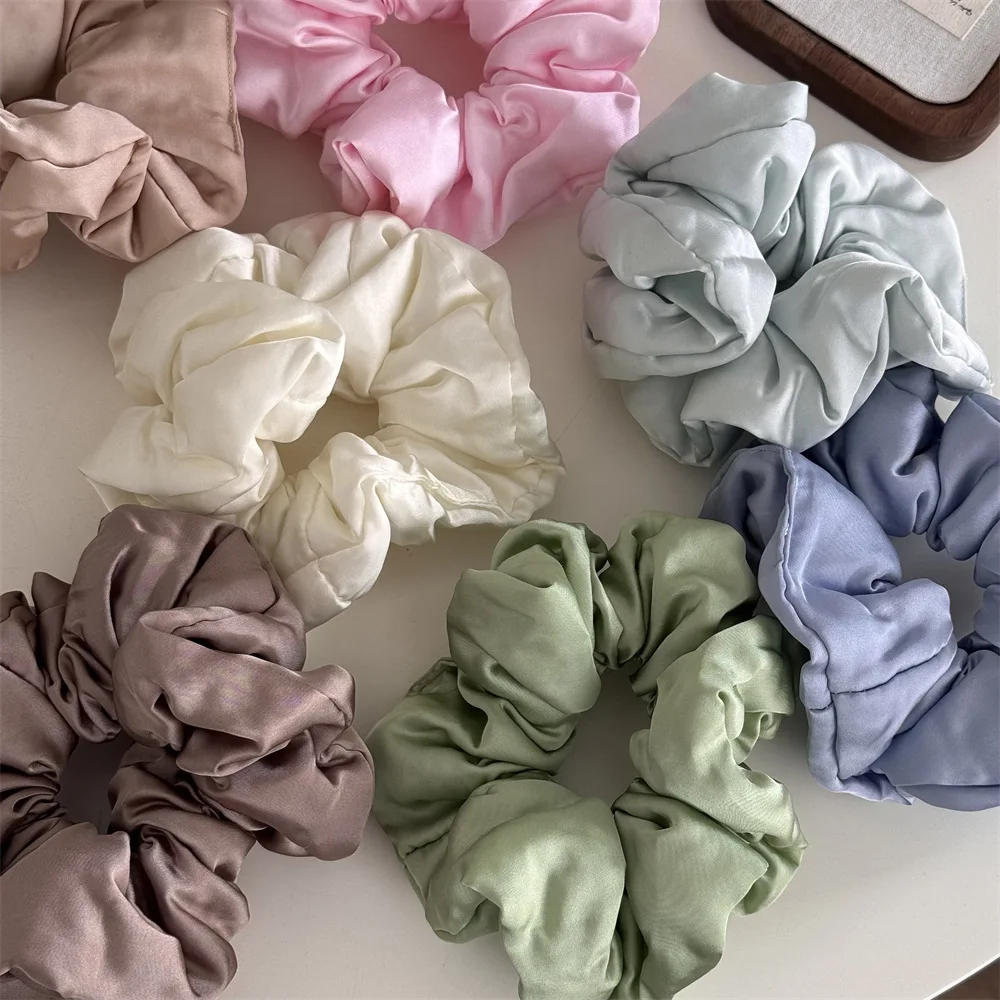 Simple Creamy Matte Satin Pillow Sponge Elastic Hair Cord Simple Elastic Scrunchie High Ponytail Hair Rope Hair Accessories