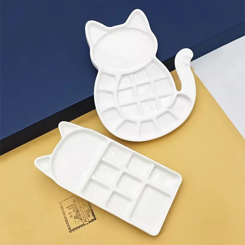 11/19 Grid Ultra‑white Ceramic Paint Palette Watercolor Gouache Chinese Painting Acrylic Mixing Tray Artist Art Supplies