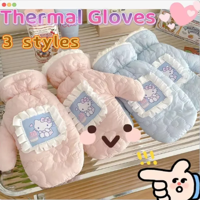 مرحبا كيتي سانريو قفازات دافئة Kawaii قفازات طالب الباردة واقية قفازات اليد الدافئة قفازات ركوب الدراجات الإكسسوارات الحرارية هدية الكريسماس #3