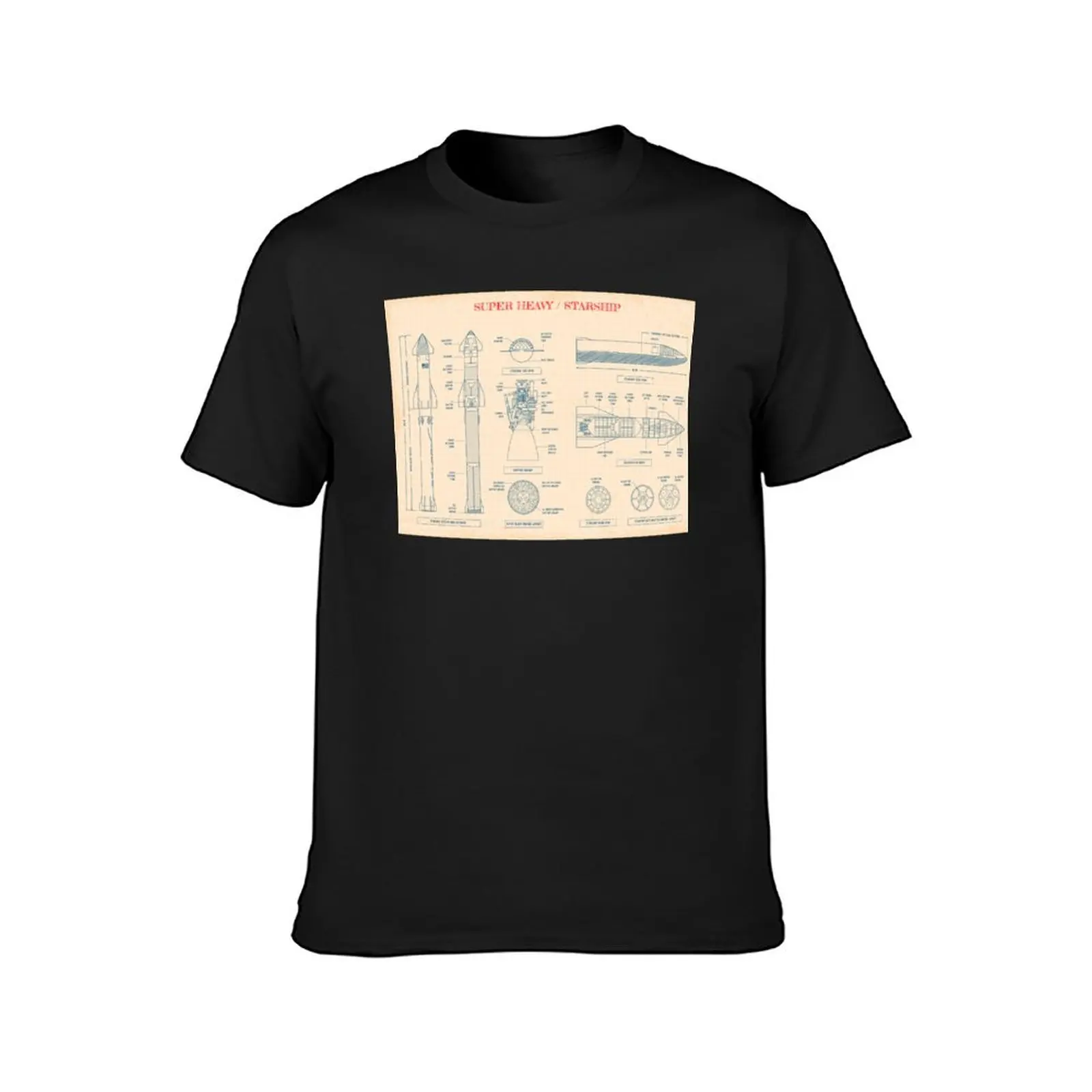 SPACEX: Super Heavy / Starship (Old Paper Grid) T-Shirt boys whites quick drying tees Men's t-shirts