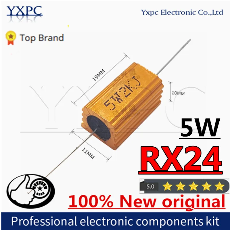 

1pcs RX24 5W Aluminum Power Metal Shell Case Wirewound Resistor 0.1~100K 0.22 0.33 0.5 1 2 5 6 8 10 20 50 100 150 200 300 1K ohm