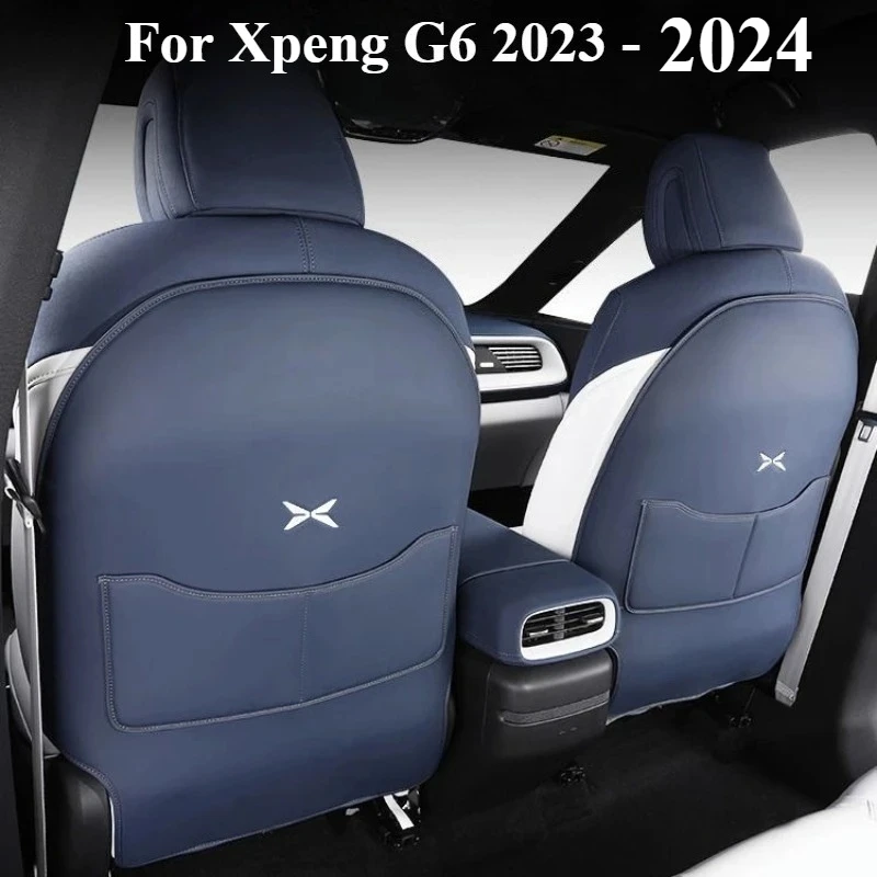 

For Xpeng G6 2023 2024 Leather Seat Back Kick Protector Backseat Kick Mat Seat Cover Waterproof accessories