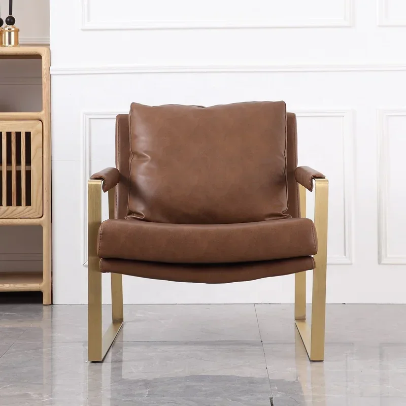 

l Modern Living Room Luxury Lounge Furniture Single Seat Chairs Vintage Leather Armchair Sofa Genuine Leather Sofa Chair