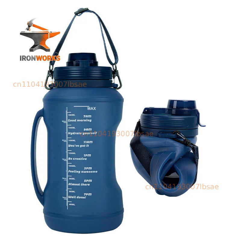Large-capacity water bottle,  silicone straw curly cup, shatterproof and high-temperature resistant, sports water cup