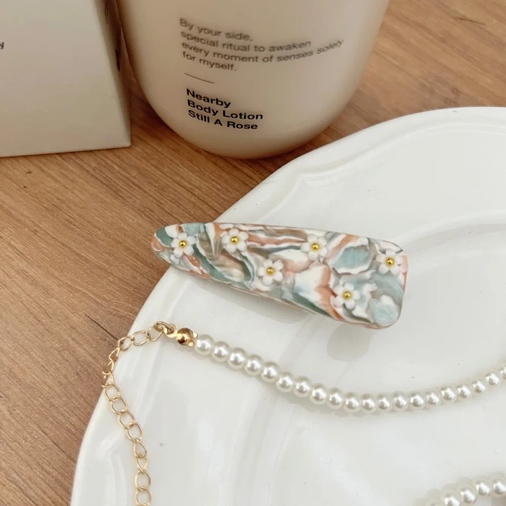 

Side Clip Vintage Flower Hair Clip Elegant Colorful Sweet Barrettes Retro Trendy Cute Duckbill Clip Headdress