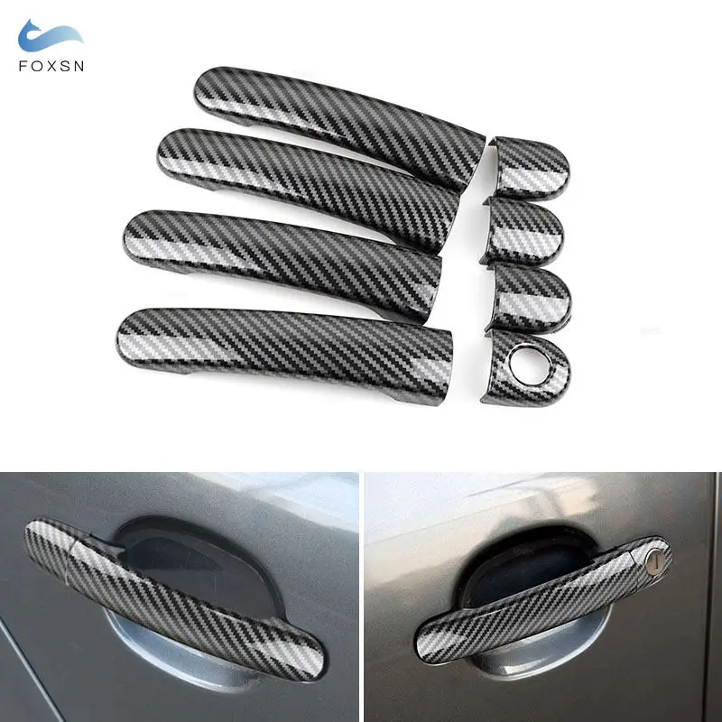 

For VW Jetta MK6 Tiguan Polo For Skoda Octavia Fabia Rapid ABS Carbon Texture Car Exterior Door Handle Cover Sticker Accessories