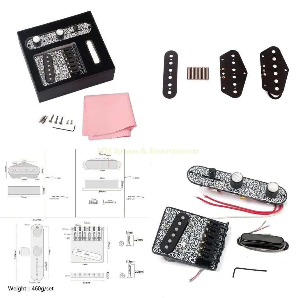 

31BE 6 Strings Saddle Bridge Plate 3-way Switch Control Board Neck Pickup Assembly