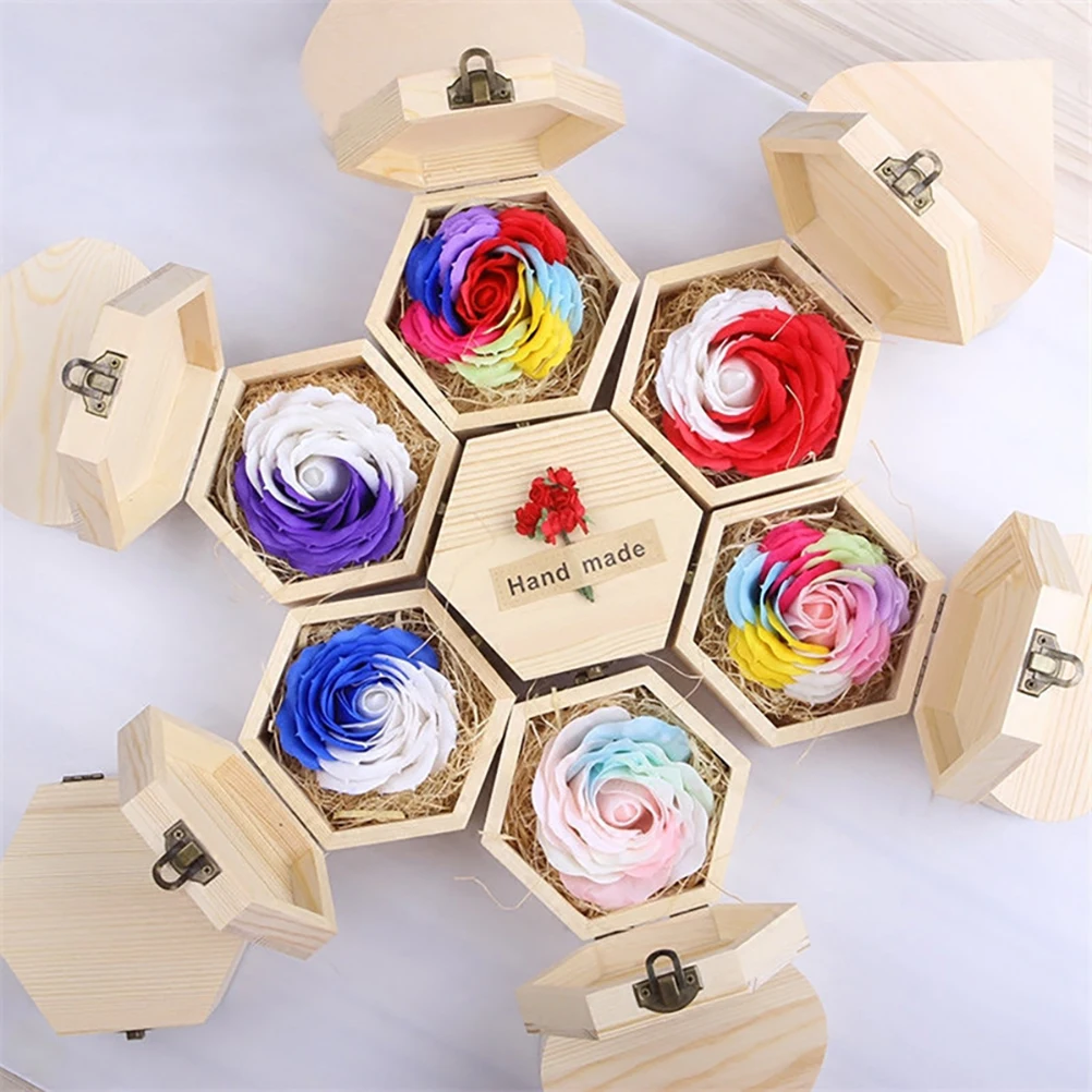 

2pcs Wooden Jewelry Boxes Natural Wood Gift Storage Boxes For Jewelry Small Items Portable Decorative Wooden Color
