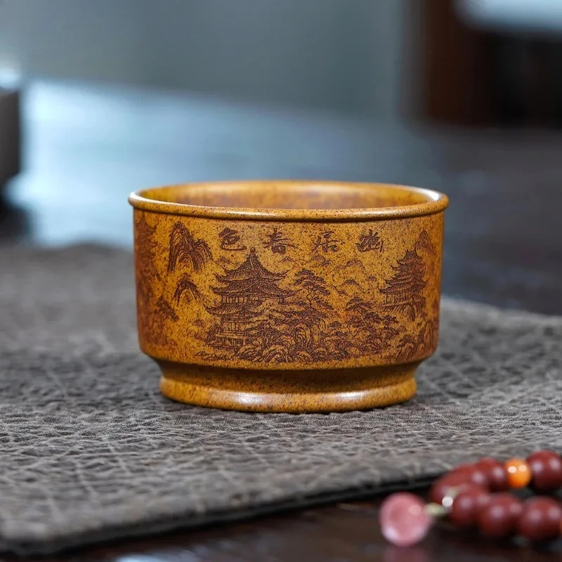 150ml Yixing Purple Clay Landscape Teacup Ancient Tea Bowl Tea Pair Tea-tasting Personal Cup Chazhan Master Cups Tea Services