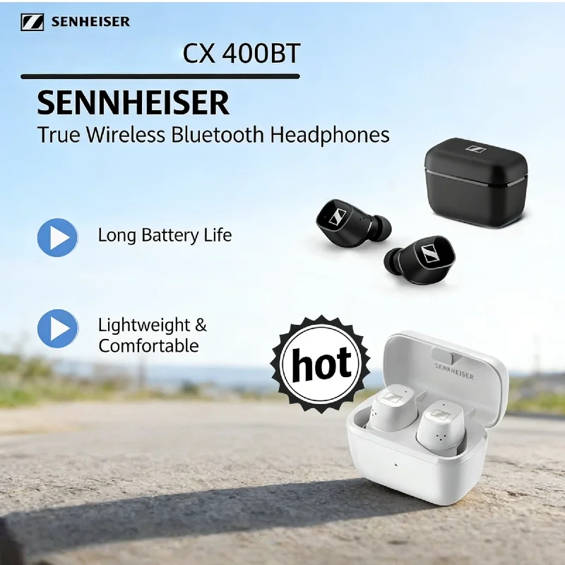 Беспроводные наушники Sennheiser CX 400BT, Hi-Fi стереофонические наушники с шумоподавлением, Bluetooth-наушники для телефонов Samsung Android