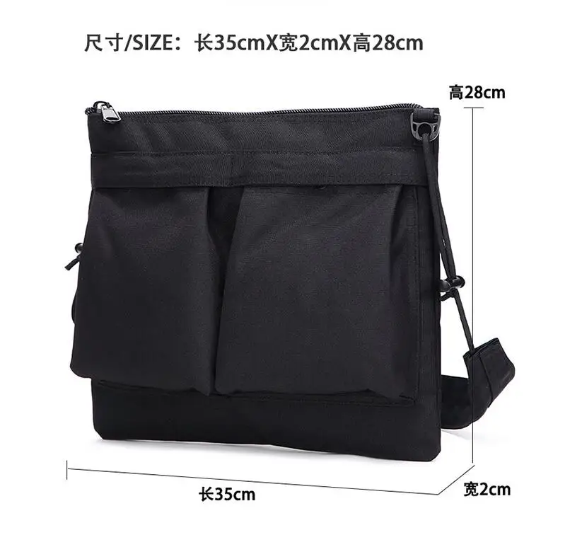 Japanese Style Shoulder bag men Minimalist retro messenger bag waterproof Oxford Square Double pocket Crossbody bags for men sac