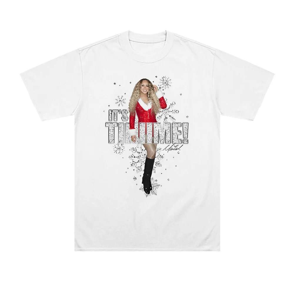 Mariah Carey Christmas It’s Time Graphic T-Shirt Men Women Oversized Y2k Tee Hip-hop Street Casual Aesthetic Female Male Clothes