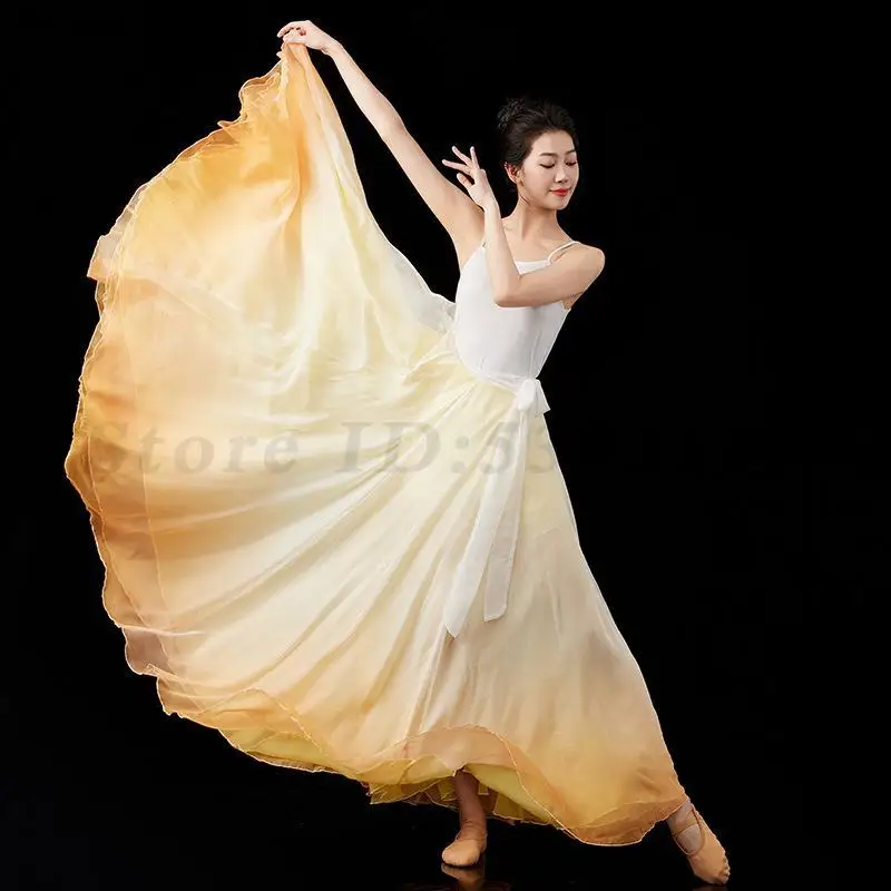 Costumi per Danza Classica, Gonna Sfumata per Spettacoli, Abbigliamento per Performance Cinesi, Elegante Abbigliamento da Balletto e Flamenco per Pratica