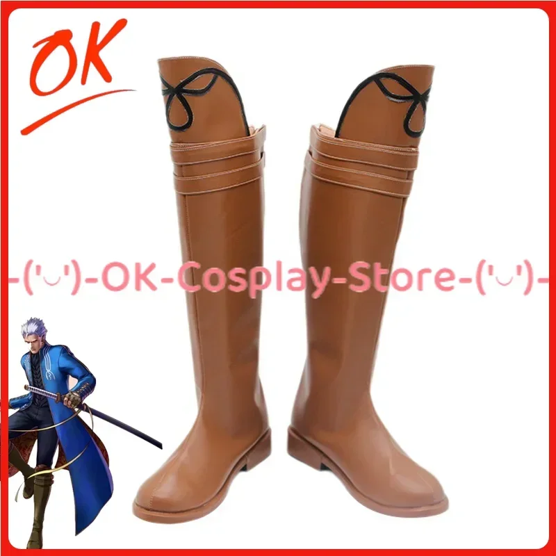 [Customized Size] Devil May Cry Vergil Cosplay Shoes Game Roleplay Costume Prop Halloween Carnival Party Boots PU Leather