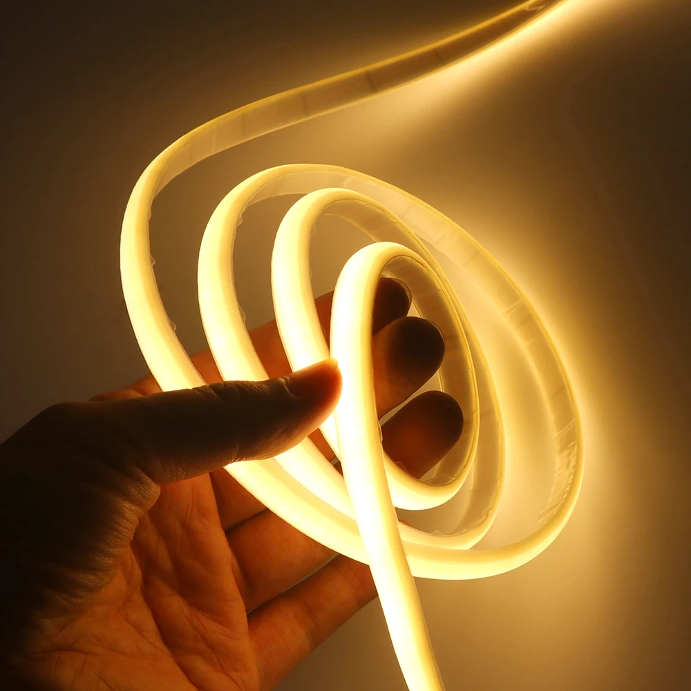 5V Dimmable COB LED Flexible Neon Waterproof Rope Light USB Battery Power 320LED Sensor Dimmer Switch Hollow Silicone Tube Lamp