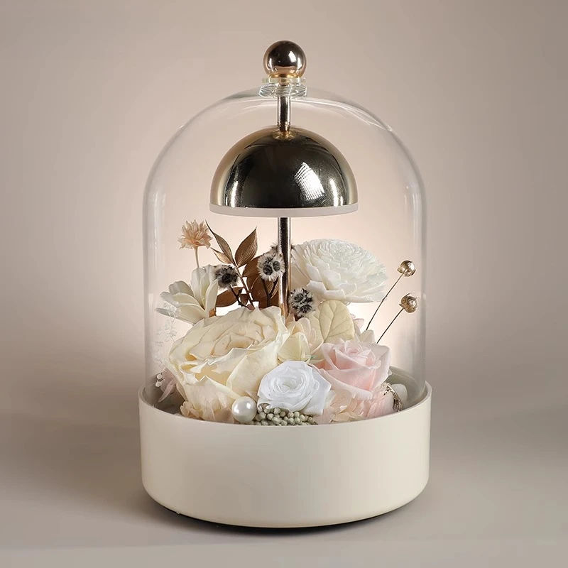 

Eternal Flower Real Rose Premium Ornament Gift Box Desk Lamp Valentine's Day Birthday Gift
