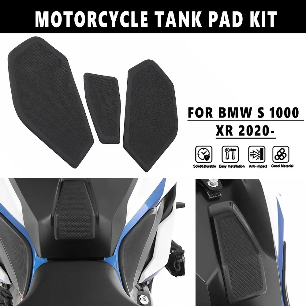 Kit de coussinets de carburant précieux latéraux pour BMW S1000Poly, autocollants noirs, accessoires de moto, tout neuf, 3 pièces, 2020, 2021