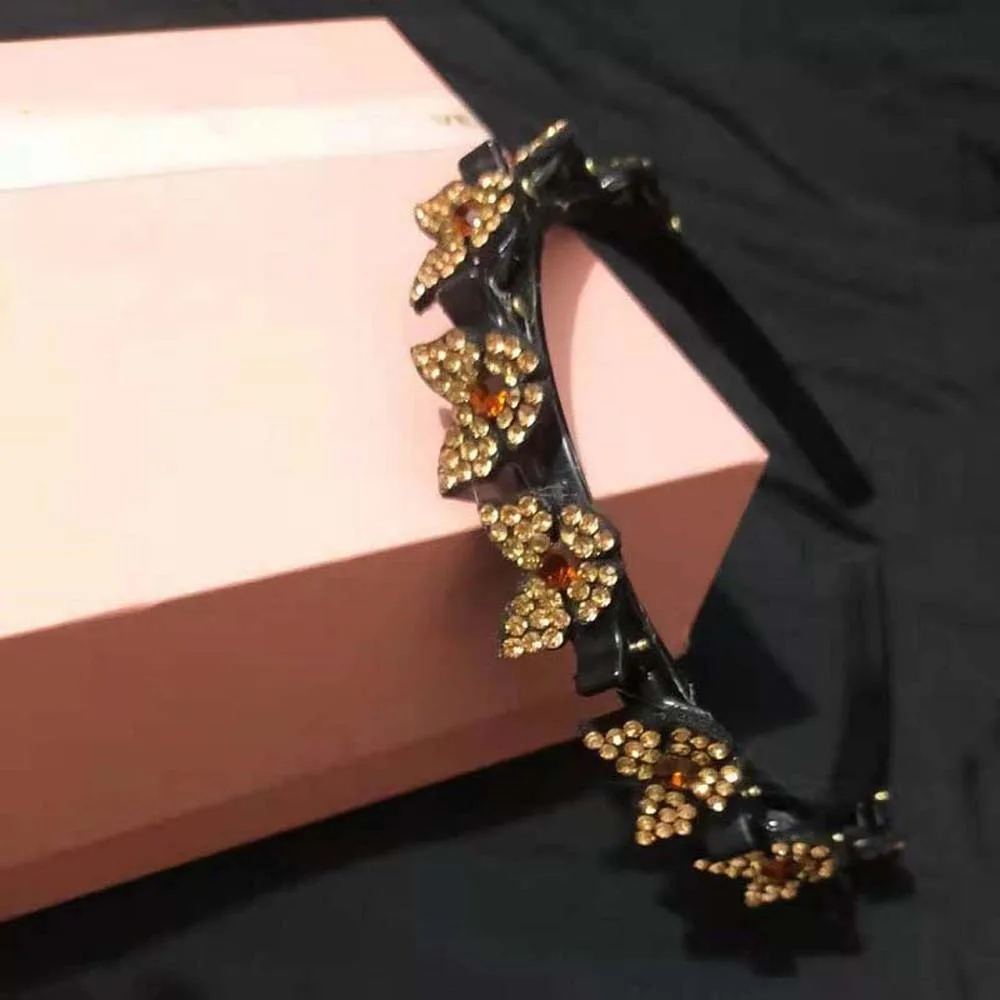 

Fashion Elegant Hair Bands with Clips Sweet Shiny Women Butterfly Hair Hoop Plastic French Style Hairband Gifts