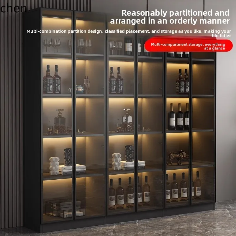 CZ Wine Cabinet with Glass Door Wall-Mounted Integrated Display Cabinet Modern Simple High-End Wine Rack Storage Cabinet