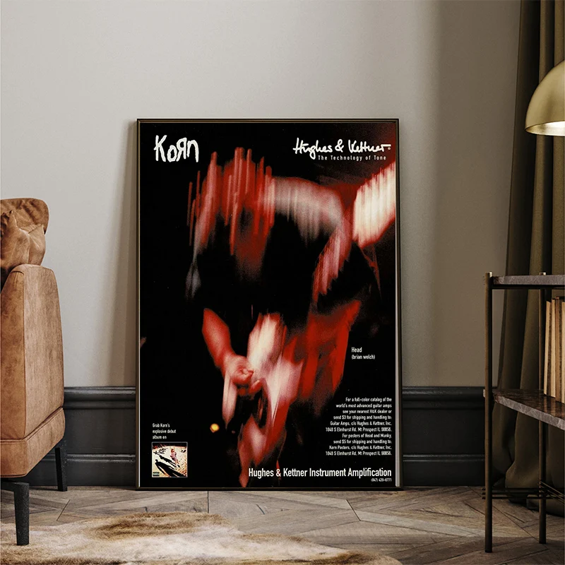 Vintage Rock Band KORN Head - Hughes Music Art Poster Canvas Painting Wall Prints Picture for Living Room Bar Home Decor