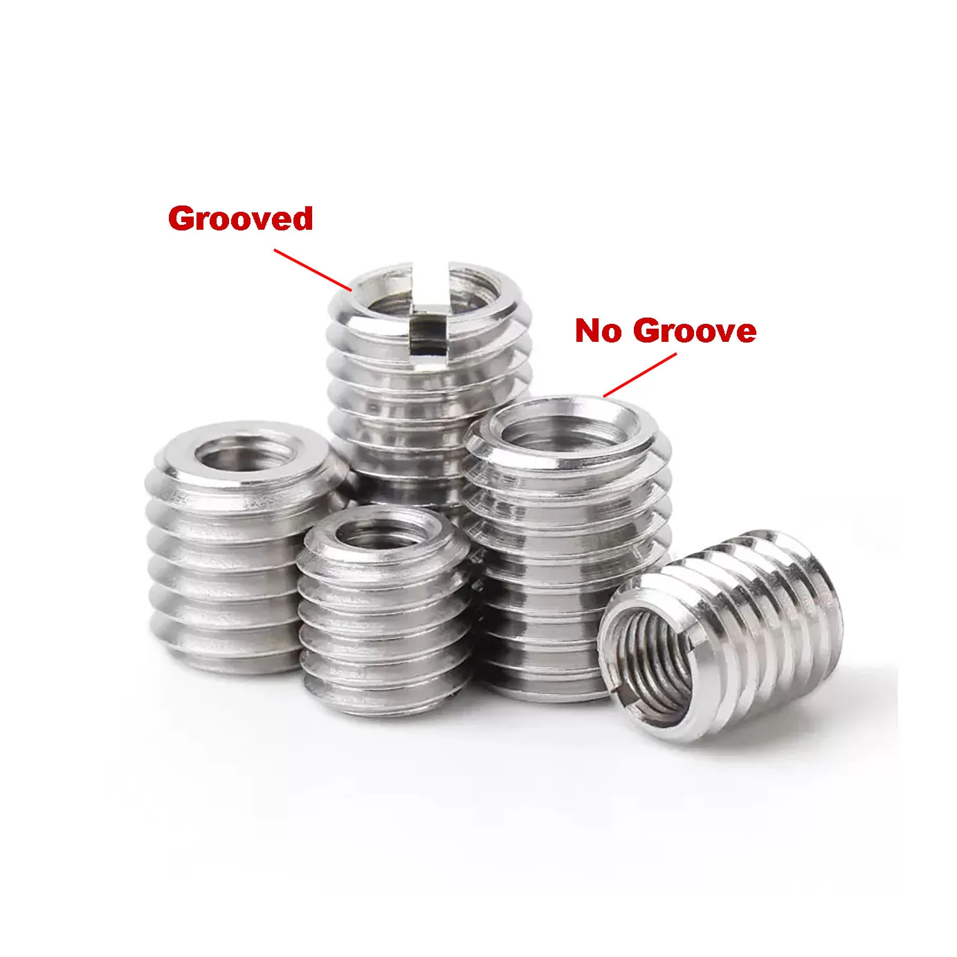 304 Stainless Steel Internal And External Thread No Groove Nut / Thread Sheath M3M4M5M8M10M12M16