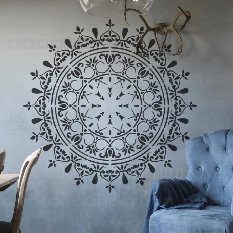 70cm - 110cm Stencil Wall For Painting Plaster Decor Decorative Putty Decors Rollers Paint Big Large Mandala Ceiling Round S063