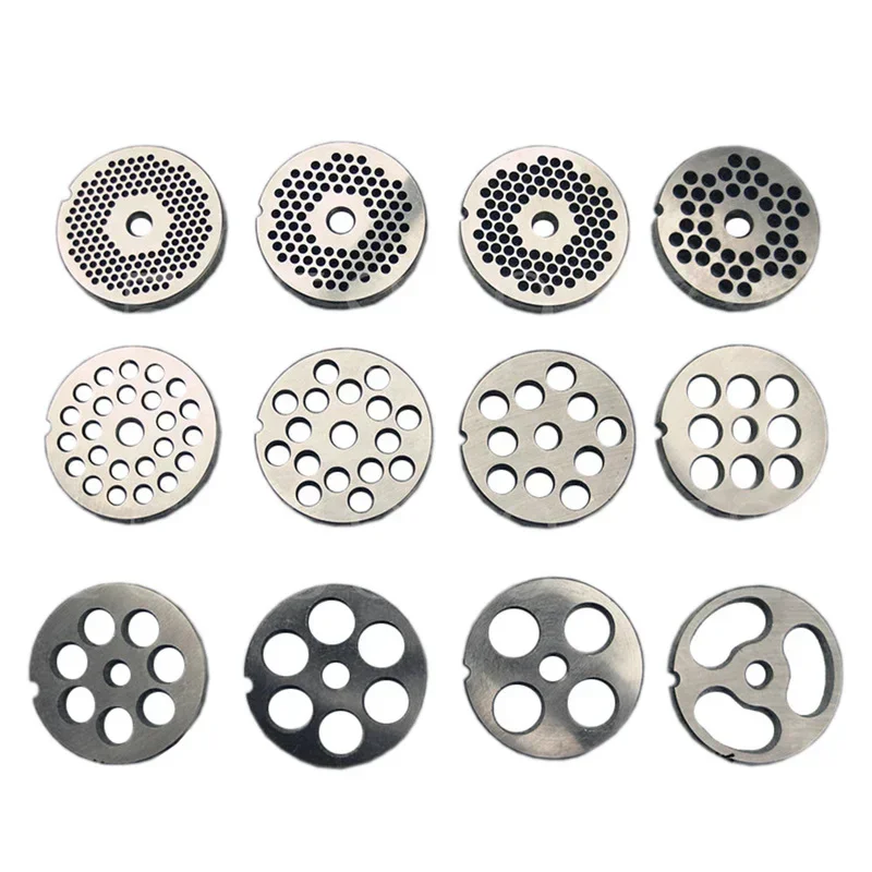 Meat Grinder Plate 3-18mm Net Knife Meat Grinder Parts Meat Hole Plate Discs Blades Manganese Steel Knife for Mixer Food Chopper