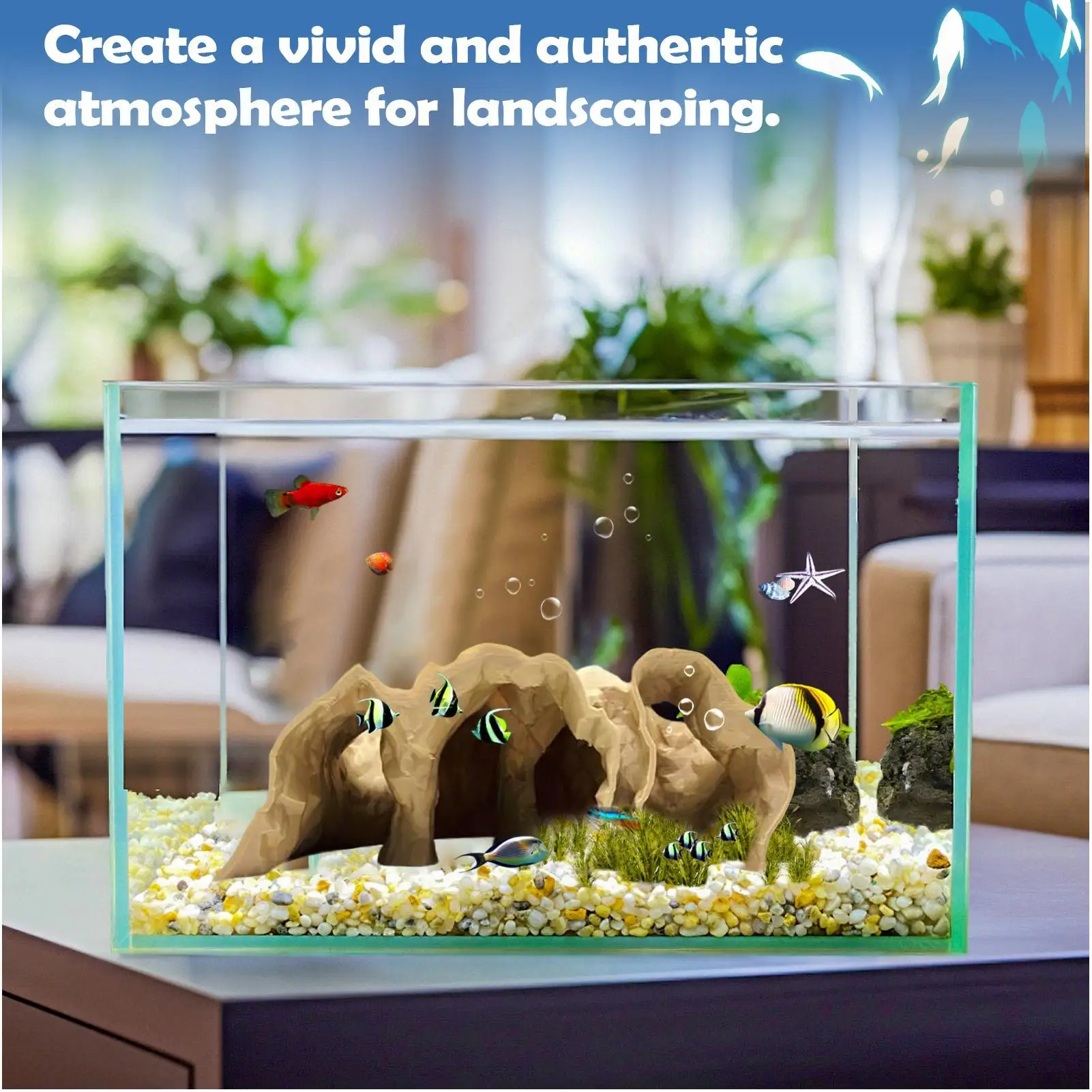 Decoração da caverna do tanque de peixes do aquário para o habitat dos camarão, cória do guppy pequeno cichlid réptil terrário seguro decoração da paisagem
