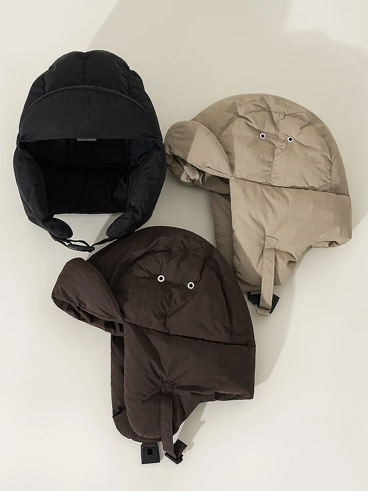 Super Thick Down Cotton Bomber Hat Men Warm Ear Protection Winter Cycling Anti-wind and Cold Helmet Liner Bomber Cap Women