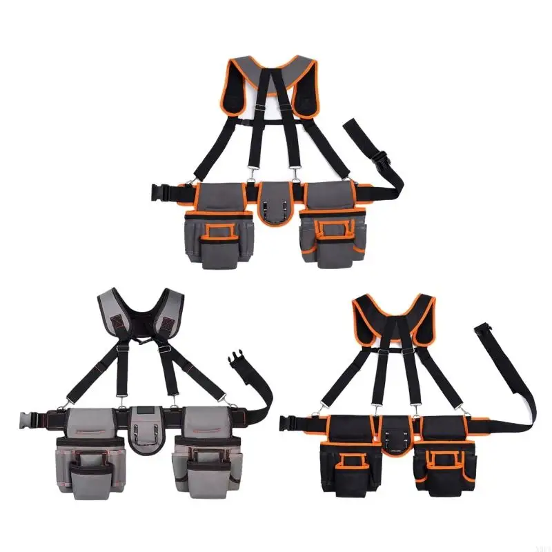 X9FA Construction Tool Belt Adjustable Shoulder Support Multi Pocket Ergonomic Design