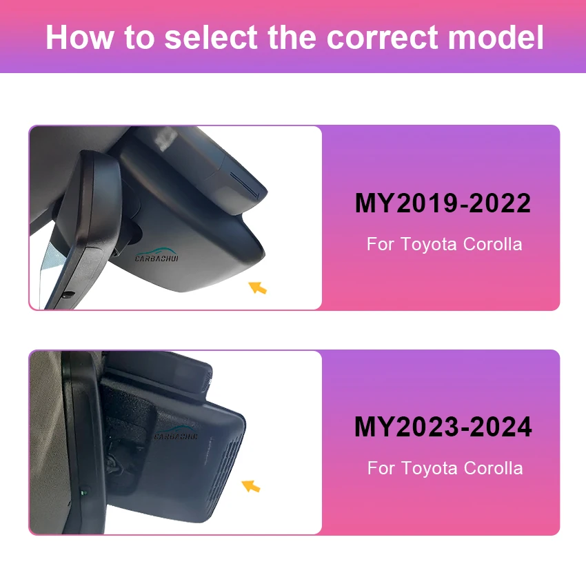 Plug and Play Dash Cam For Toyota Corolla Hybrid 2019 2020 2021 2022 2023 2024 Hatch & Hatchback & Sedan Car DVR 4K UHD DashCam