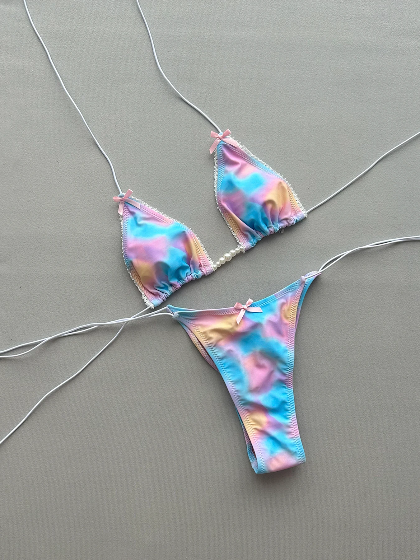 

Новинка 2025, комплекты бикини с принтом тай-дай, купальник для женщин, сексуальный купальник с лямкой на шее, женский купальный костюм, пляжная одежда, купальный костюм