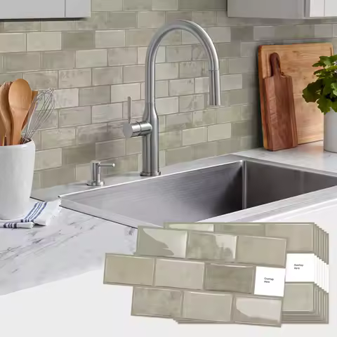 Self-Adhesive 3D Gel Wall Tiles &ndash; Waterproof Peel &amp; Stick Backsplash for Kitchen/Bathroom, Easy Install Home Decor (12x6 inch)