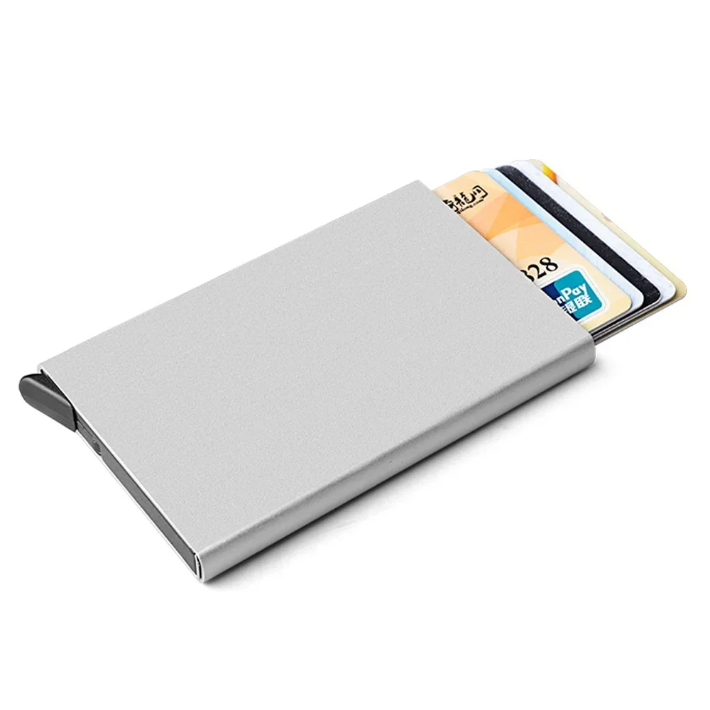 New Fashionable Garland Letter Print Pattern RFID Resistant Card Pass Case Credit Card Holder Automatic Pop Up Aluminum Wallet