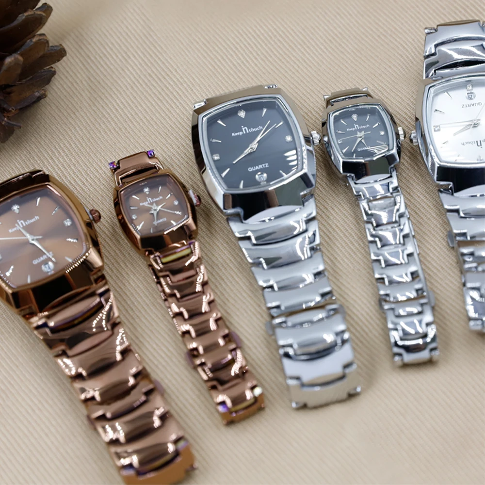 Jam Tangan Pasangan Modis Jam Tangan Kasual Bisnis untuk Pria Wanita Jam Tangan Pasangan Kuarsa Aloi Tahan Air