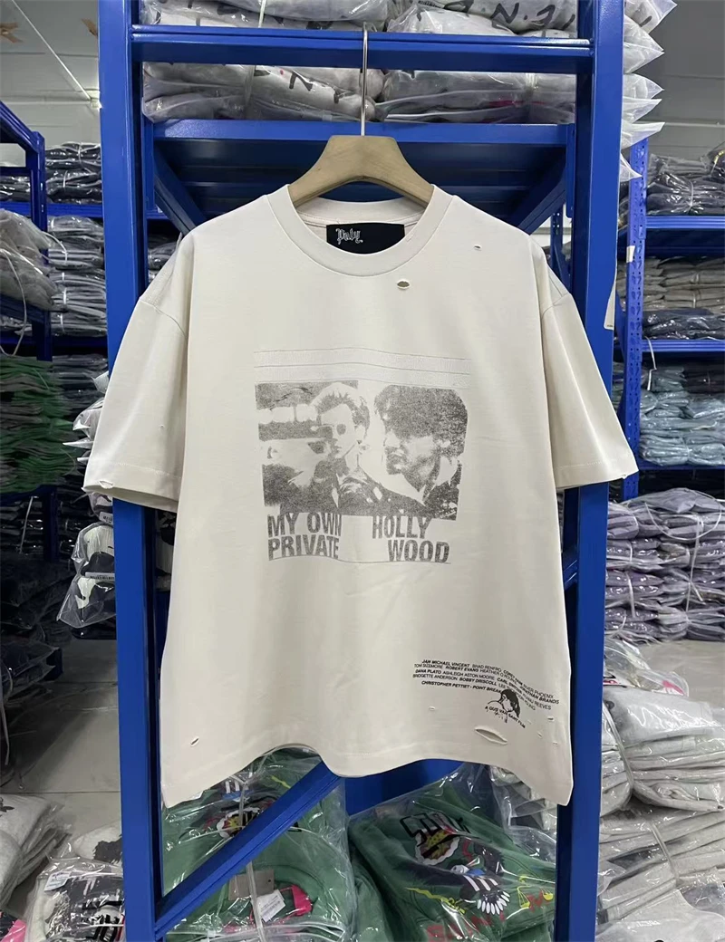 

Paly H Vintage High Street Round Neck Portrait Printed Washed Short Sleeve Casual Loose Cotton Versatile Trendy Oversize T-shirt