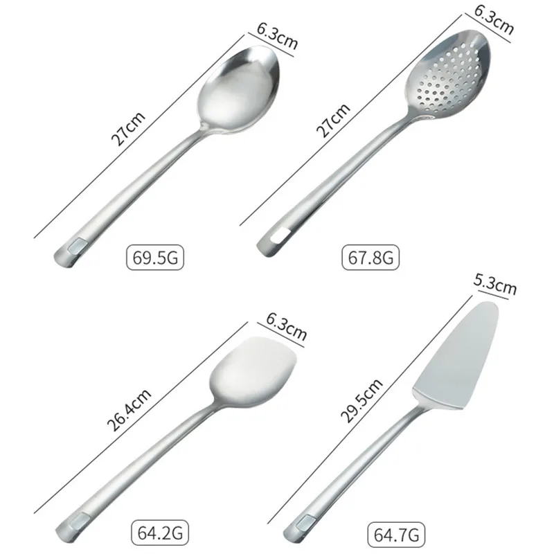 Kitchen Stainless Steel Cooking Utensils Polished Hanging Silver Colander Soup Frying Spatula Simple Household Accessories