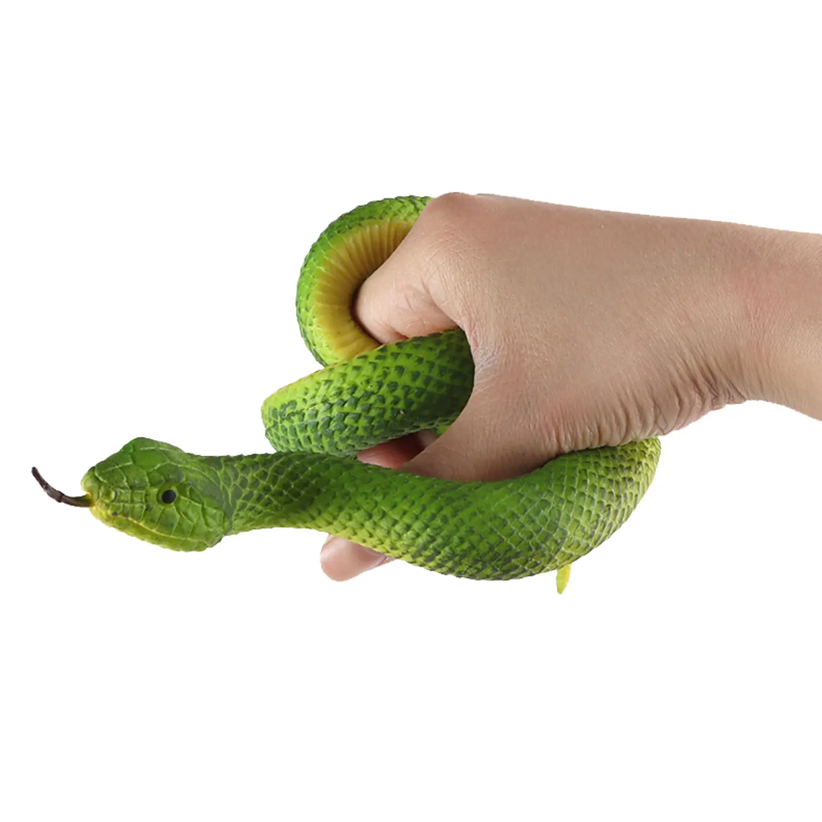 Juguete de goma realista falso, serpiente de hoja de bambú, serpiente verde aterradora para Halloween, broma espeluznante y complicada, accesorios de juguetes de serpiente aterradora