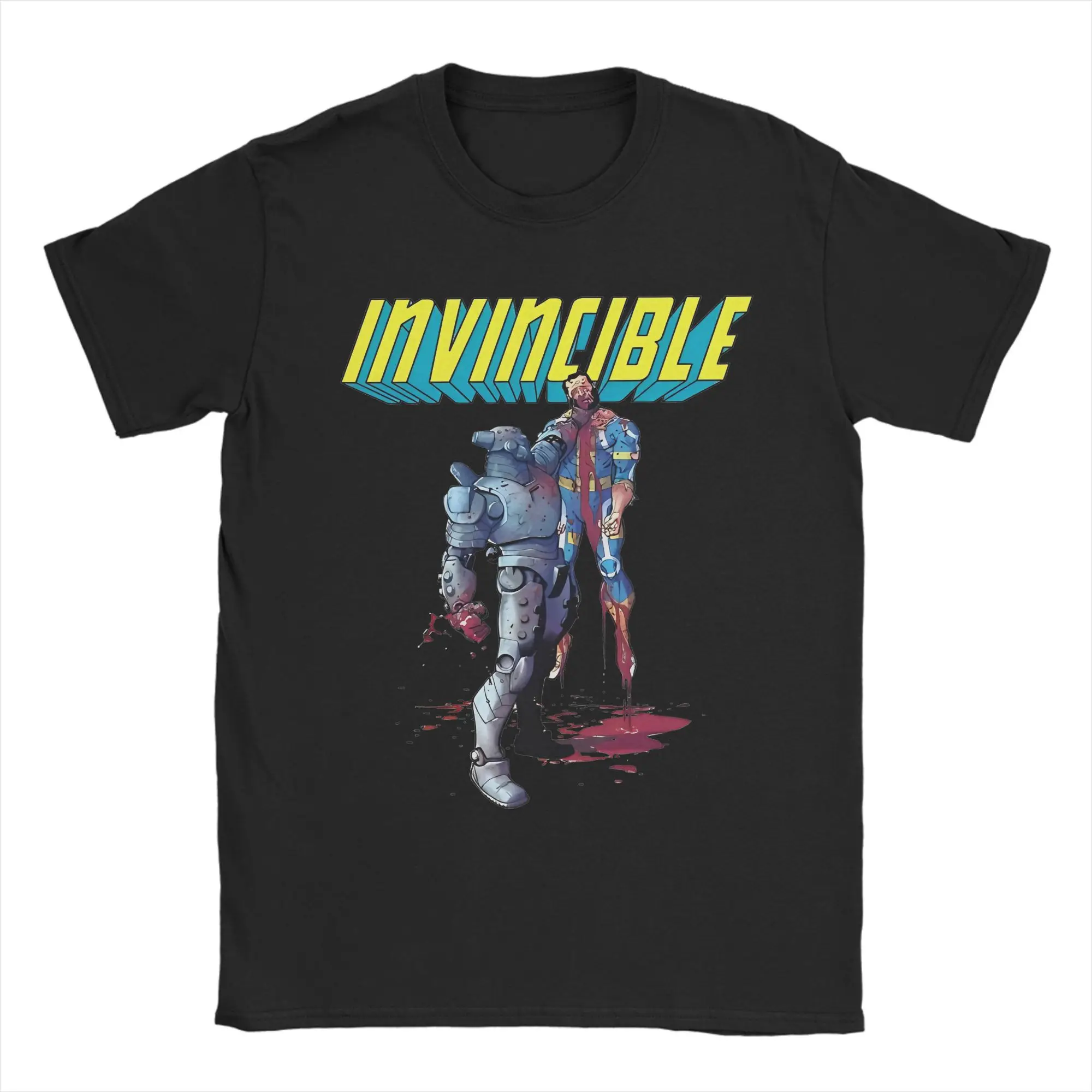 Mens Womens Robot Vs Immortal Invincible Shirt 100% Cotton Graphic Printed T-Shirt  Top Clothing