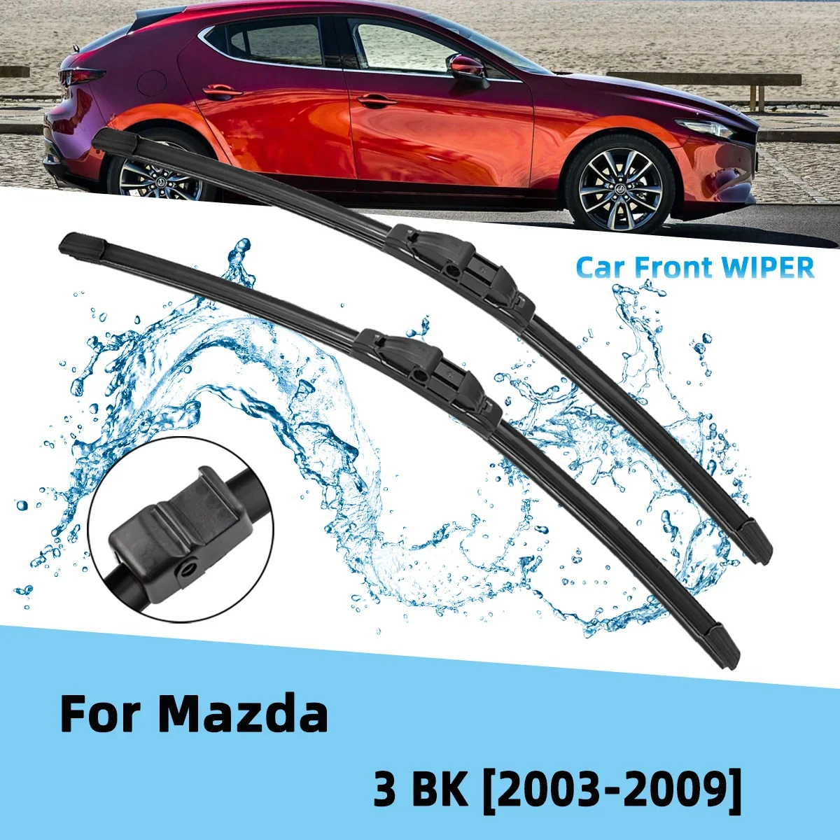 

Front Wiper Accessorie Double Rubber Car Wipers for Mazda 3 BK 2003-2009 Wipers Brushes New Upgraded 2009 2008 2007 2006