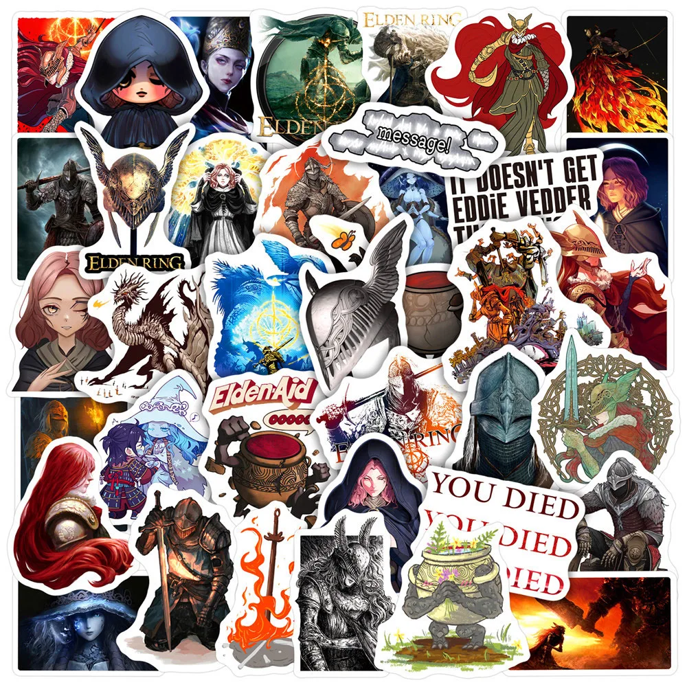 10/30/50pcs Anime Game Elden Ring Stickers Cool Cartoon Sticker Toys DIY Skateboard Guitar Helmet Car Waterproof Decals for Kids